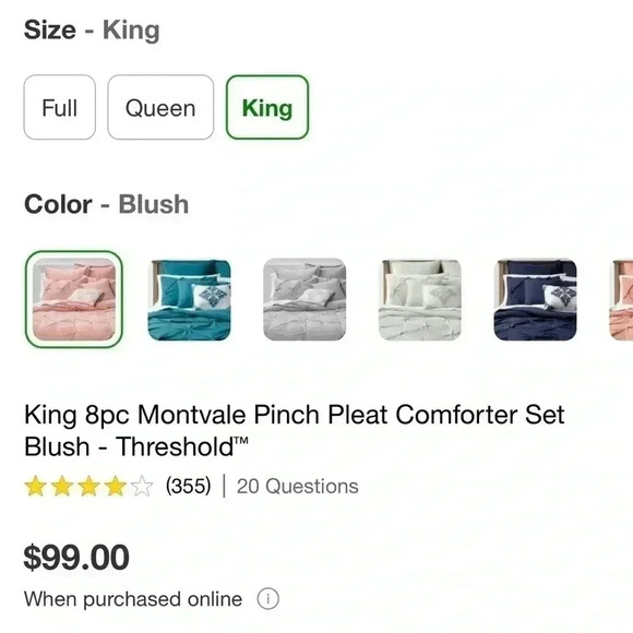 THRESHOLD 8 Piece King Comforter Set - Picture 7 of 7